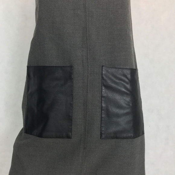 Ann Taylor Dress Shift gray faux leather pockets - Picture 2 of 5